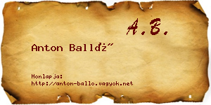 Anton Balló névjegykártya